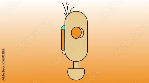 Minimalist funny cartoon character head turning animation