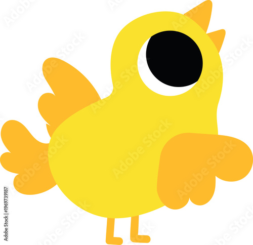 Cute baby chicken in cartoon style. Poultry vector illustration for kids.