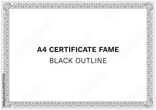 Φωτογραφία A4 Certificate frame khmer ornament decoration black outline