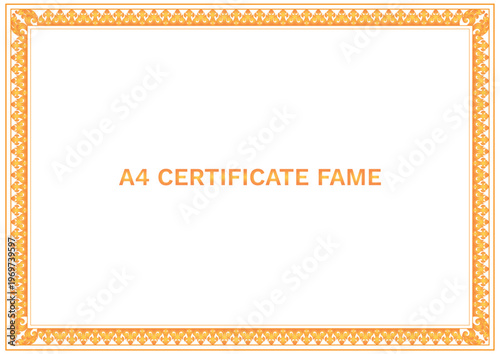 Εκτύπωση καμβά A4 Certificate frame khmer ornament decoration orange gold