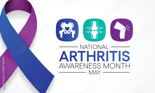 National Arthritis awareness month observed each year in May. it is a common condition that causes pain and inflammation in a joint. Arthritis affects people of all ages, including children. vector.