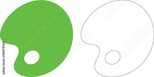 Green paint palette silhouette with outline artist