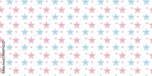 Seamless pattern of sleeping stars for baby packaging and dreamy decor