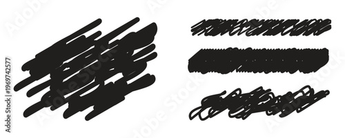 Black brush stroke textures abstract grunge elements for design