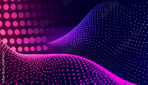 Abstract Wave of Digital Points Modern Flow Background Geometric Pattern for Presentation.