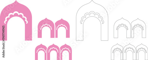 Indian border arc scalloped silhouettes