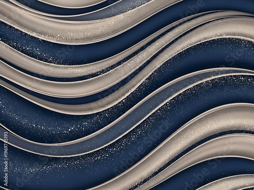 Elegant wavy lines in navy and beige with a touch of shimmering light