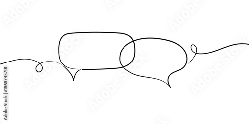 Continuous Line Speech Bubbles. Communication and Dialogue Minimalist Line Art Illustration. Vector illustration