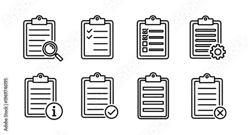 Collection of document icons representing various file management operations like saving, downloading, security, and analysis
