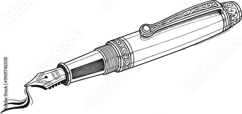 Vintage fountain pen, luxury writing instrument, ink nib, elegant design