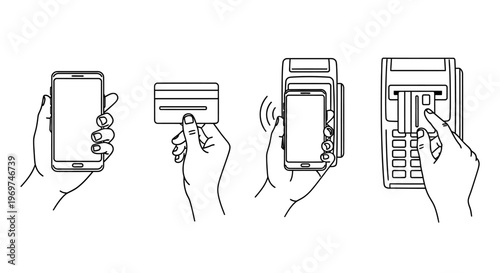Contactless Payment Methods Smartphone and Card Transactions Illustrated