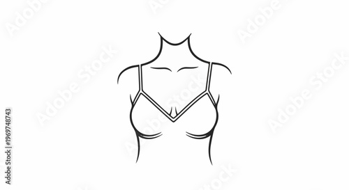 Stylized line drawing of a woman's torso in a camisole