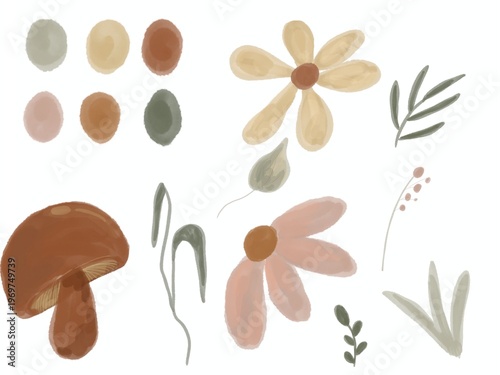Watercolor floral with earth tone colors 