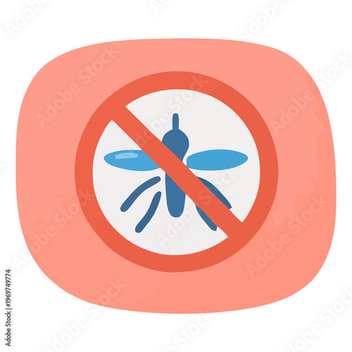 Flat illustration of crossed mosquito symbol, representing insect repellent, pest control, and protection from bites and diseases.