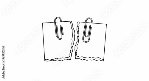 Torn paper held together by two paper clips