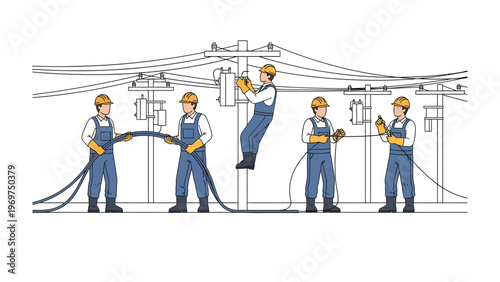 Electrical Team at Work: A team of skilled technicians meticulously working on electrical infrastructure, demonstrating their expertise and dedication in maintaining essential power systems.