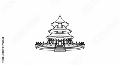 Traditional multi-tiered circular building with ornate roof and decorative railing