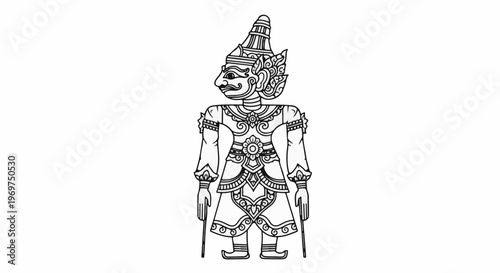Traditional puppet figure with ornate headdress and detailed clothing
