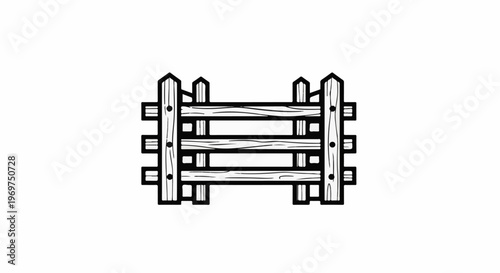 Stylized illustration of a rustic wooden fence section