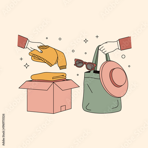 Flat Vector Illustration Of A Sustainable Closet Swap