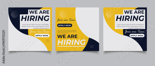 We are hiring job vacancy square social media post banner template
