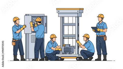 Collaborative Construction: A team of diligent builders and engineers works collaboratively on a construction project, showcasing a dedication to precision and expertise.