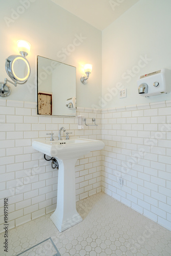 modern bathroom with white tiles