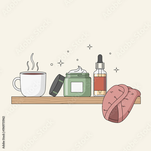 Minimalist Winter Skincare Routine Flat Vector Illustration