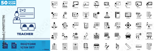 Teacher Duotone Editable Icons set