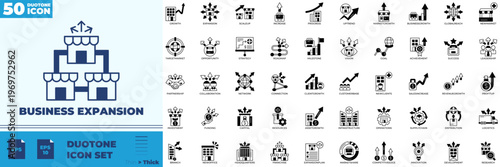 Business Expansion Duotone Editable Icons set