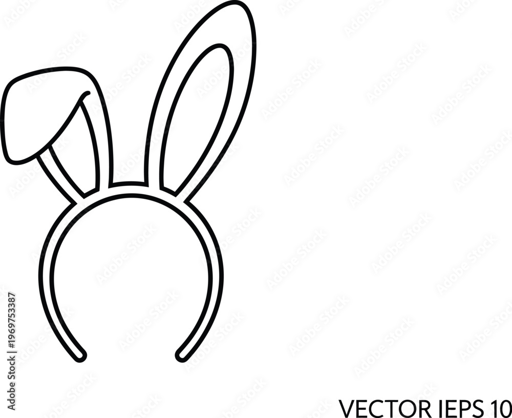 Obraz premium Simple line drawing of a bunny headband with ears up