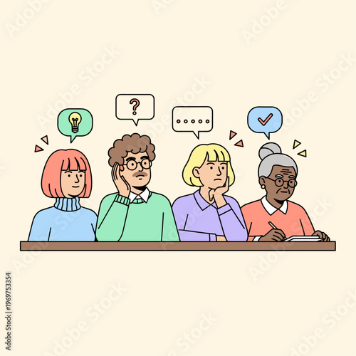 Flat Vector Jury Box Illustration Scene