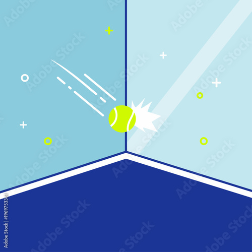 Minimalist Vector Illustration of a Padel Court Glass Corner