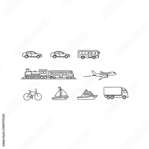 Various modes of transportation icons