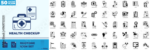 Health Checkup Duotone Editable Icons set