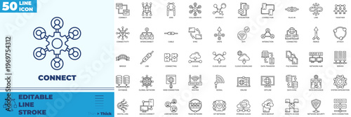 Connect Solid Color Editable Icons set