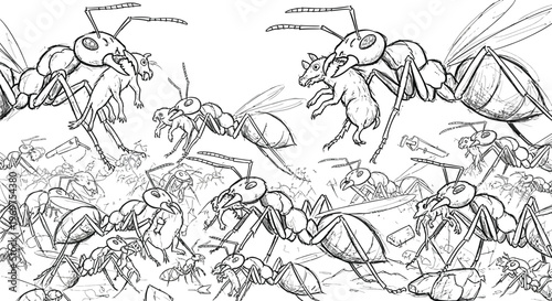 Insect, ant, illustration, set, black and white, vector graphics, animal, wildlife, bug, creepy-crawly, creatures, entomology