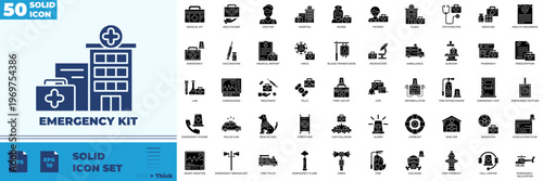 Emergency Kit Solid Editable Icons set