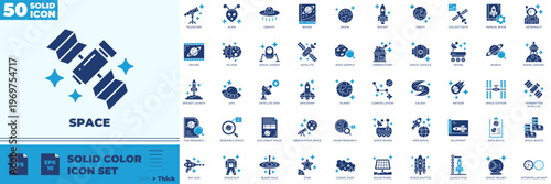 Space Solid Color Editable Icons set
