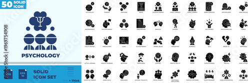 Psychology Solid Editable Icons set