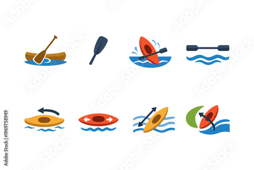 Kayaking Icons Set