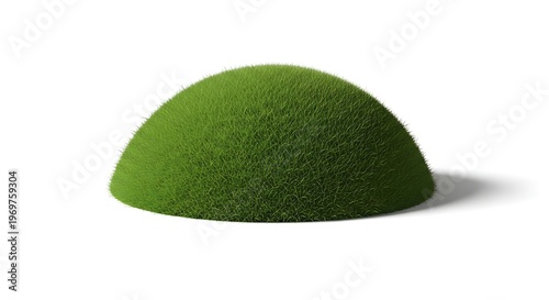 A green Easter egg and felt hat isolated on white background symbolize an abstract eco-friendly world with fresh grass textures and round organic shapes representing nature and the planet
