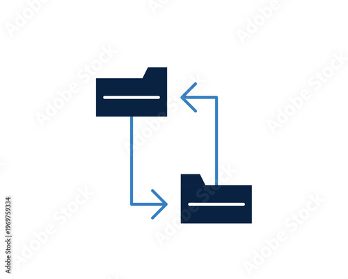 Two folders connected with arrows, symbolizing file transfer or data synchronization.