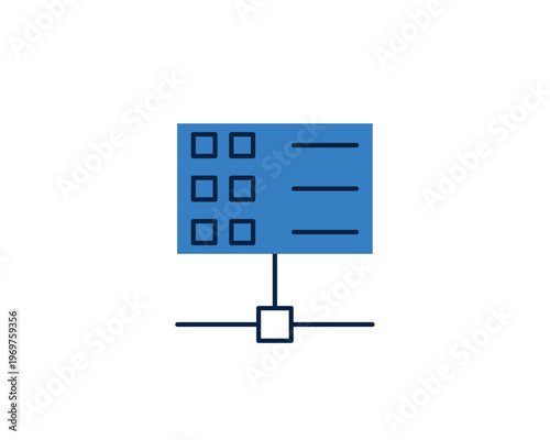 Digital dashboard or admin panel interface icon with layout blocks and navigation elements.
