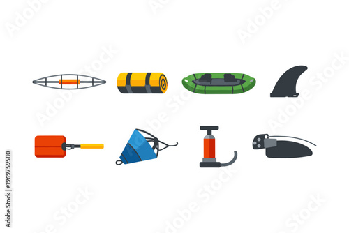 Water Sports Equipment Icons