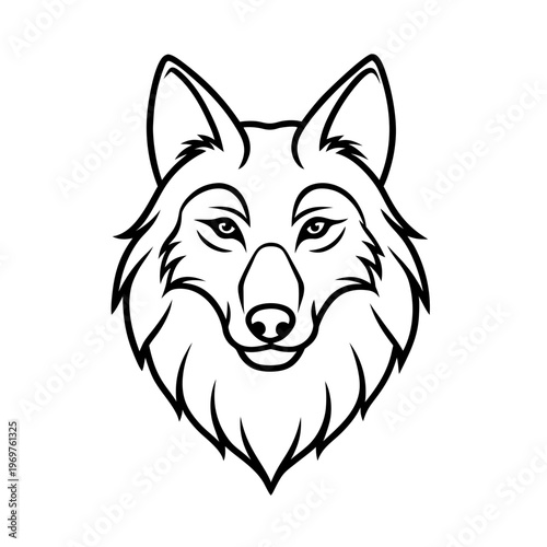Wolf head outline art drawing realistic vector graphic wild animal predator mammal canine nature forest