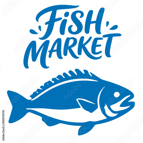 Fish market tuna fish seafood ocean marine animal illustration
