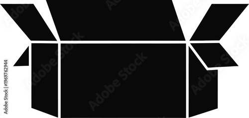An open cardboard box with visible flaps ready for packing or unpacking items isolated on white background, Vector