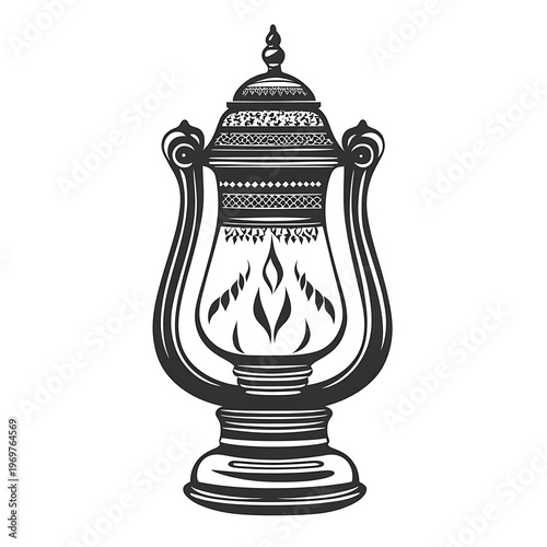 Elegant Monochrome Arabic Style Lamp Icon
