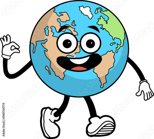 Cartoon Character Planet Earth Illustration
